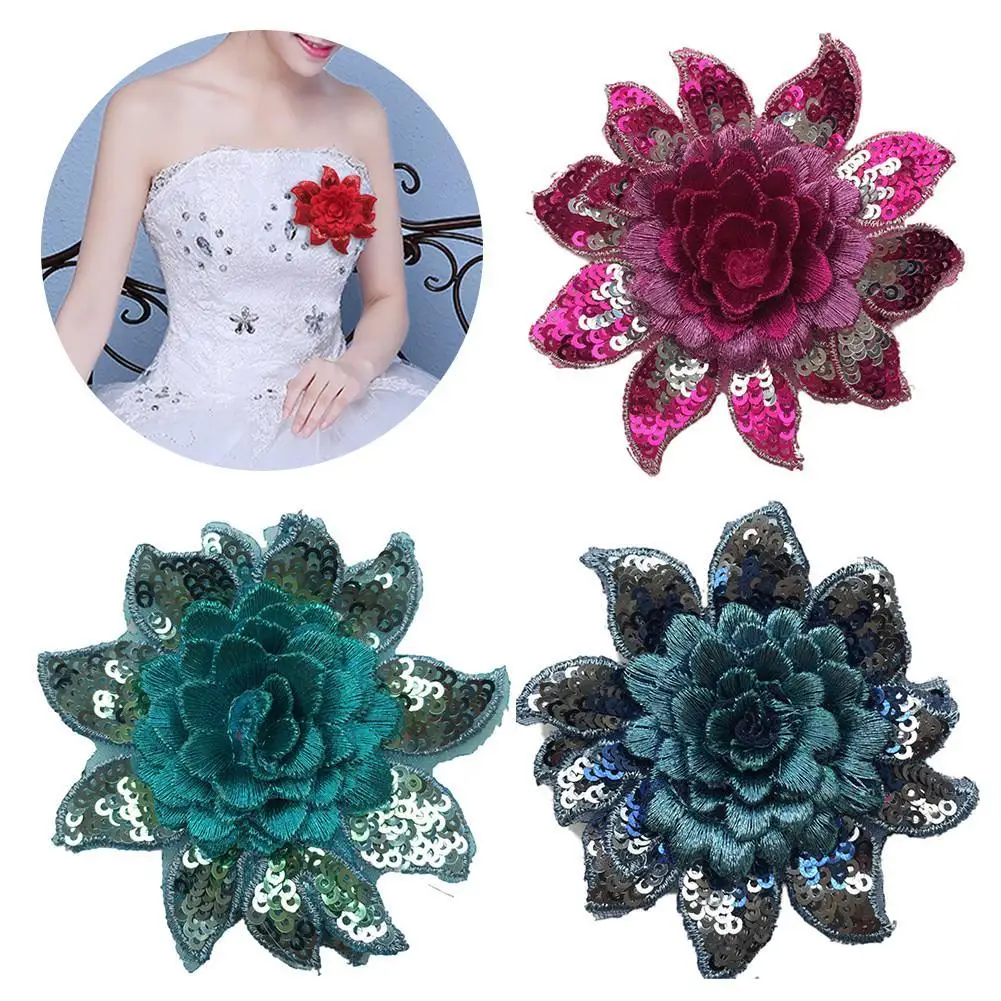 1PC Embroidered Flower Shape Changing Sequins Patch Sewing Clothes DIY Applique Clothing Jeans Craft Drop Shipping | Дом и сад