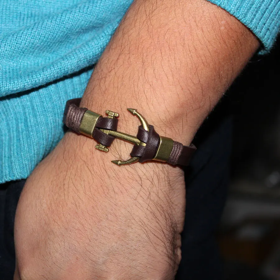 22 см мужские ювелирные изделия в пиратском стиле бронзовые браслеты с якорем из