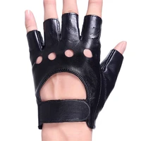 2018 sheepskin half finger gloves mens gloves genuine leather gloves mens wrist magic buckle fingerless gloves y 04 5