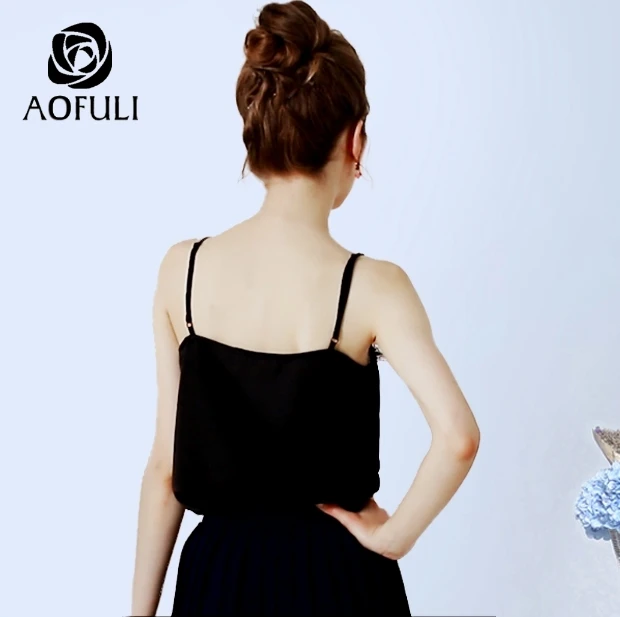 AOFULI L-XXXL 4XL 5XL женский топик Плюс Размер Регулируемое кружевное и вышитое атласное