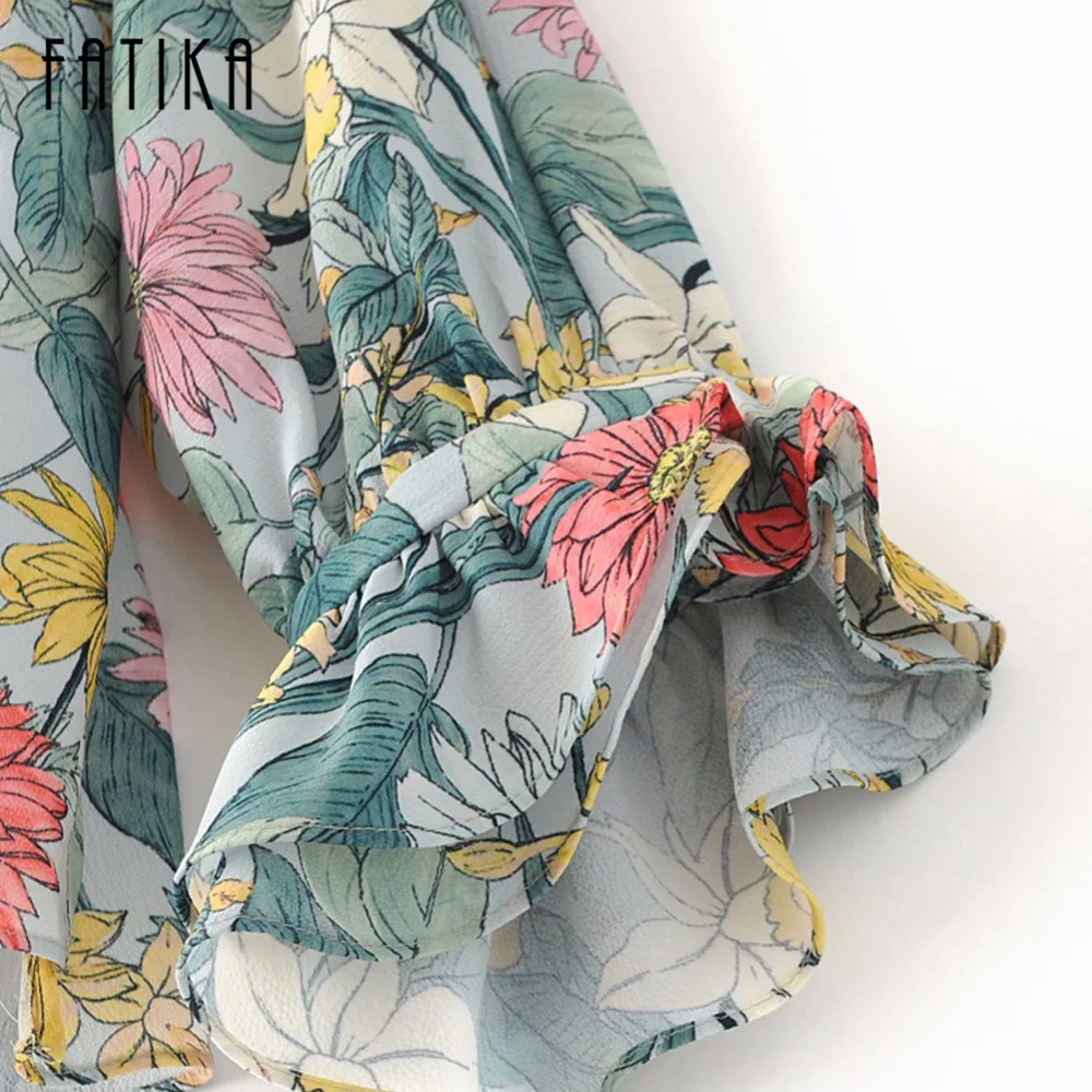 Fatika 2017 Для женщин Топы корректирующие и Блузки для малышек Новый печати шифон
