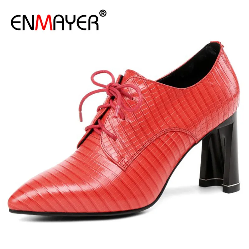 Harga ENMAYER Sepatu Hak Tinggi Ujung Runcing Sepatu Kantor Wanita Plus Ukuran Sepatu 34-43 Cross-Dasi Hitam Merah Pesta Pernikahan Sepatu