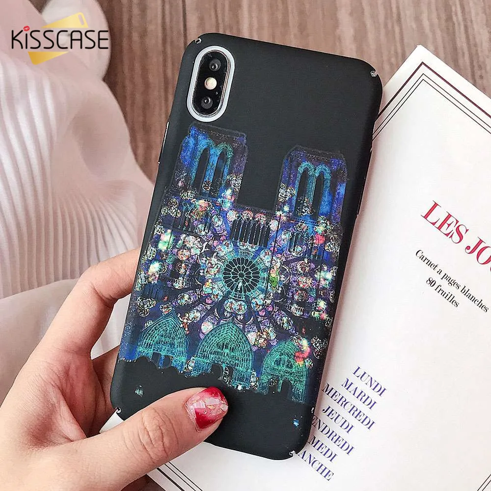 KISSCASE Notre Dame Pattern Case For iPhone 7 Plus X XR XS MAX 6S 6 8 Luminous Cover iphone 5 5S SE Hard PC Cases |