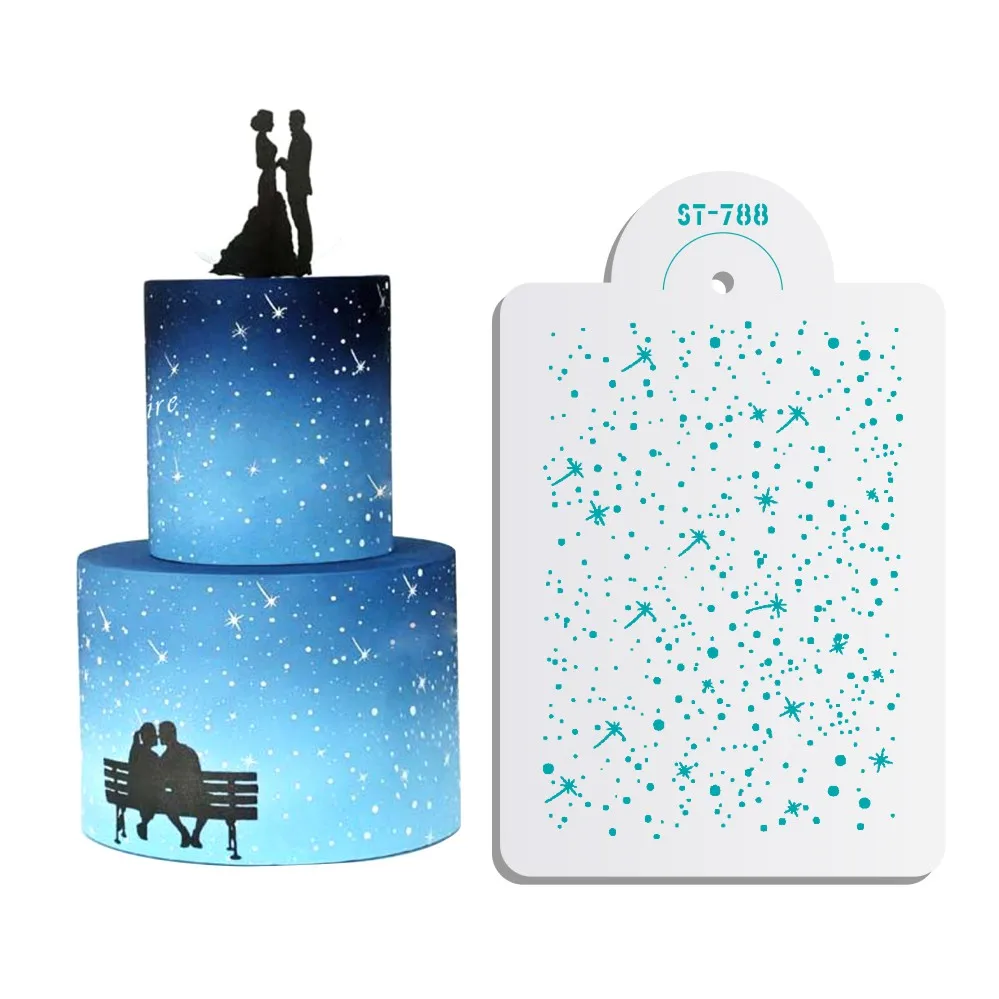 

Stars Stencil for Wedding Cake Decoration Plastic Template Mold Fondant Cake and Chocolate Painting Molds Decorating Tool