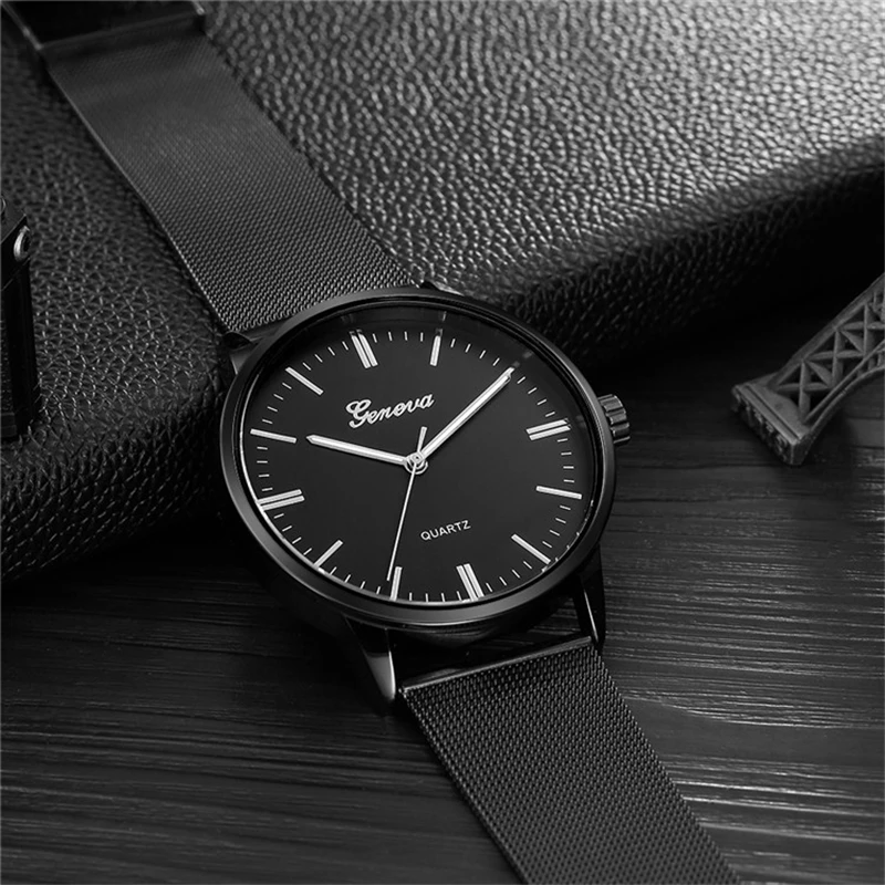 Luxury Mens Watch Mesh Stainless Steel Watchband Fashion Gold Silver Men Bracelet Analog Simple Casual Clock Montre Homme | Наручные часы