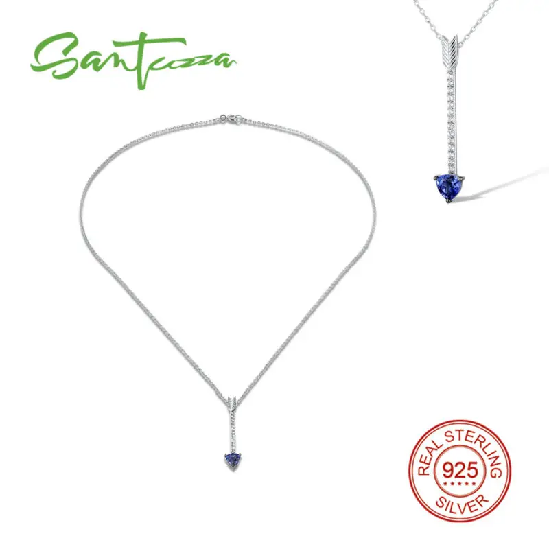 Серебряное ожерелье цепочка для женщин белый синий созданная сапфиры колье чистое серебро 925 пробы вечерние
