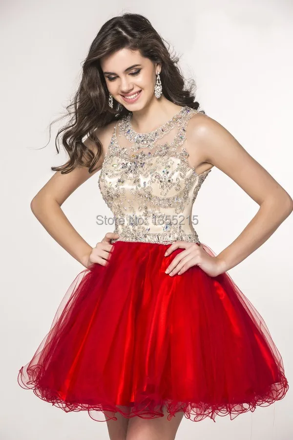 Custom Made 2016 Short Puffy Prom Dress Party Dresses Homecoming Red Semi Formal Vestido De Festa Curto | Свадьбы и торжества