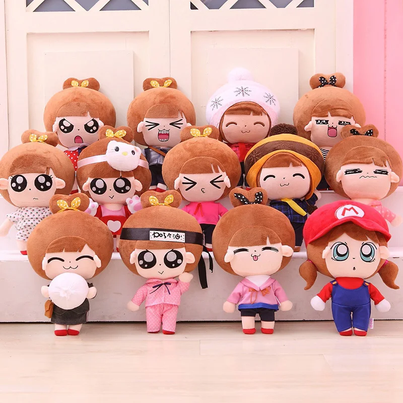 

30cm Kawaii Q Dolls Stuffed Cartoon Girl Toys Plush Cartoon Character Dolls Cute PP Cotton Christmas present Toys For Children