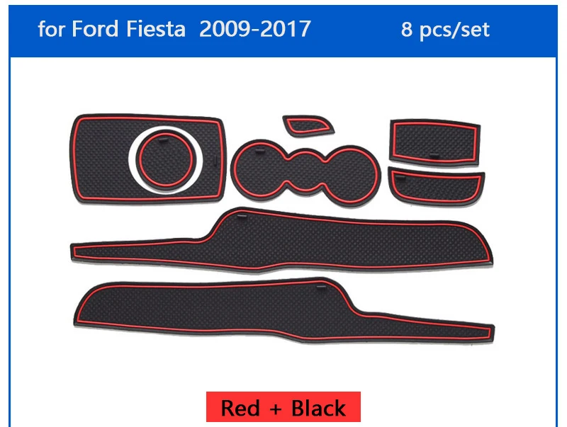 Для Ford Fiesta 2009 2017 Противоскользящий резиновый коврик для двери 8 шт. MK6 MK7 2010 2013 2014 2015