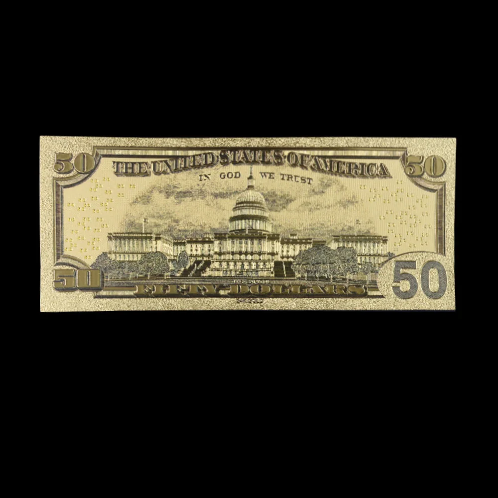 Новый продукт валютная бумага для США 50 долларов золото 999 позолоченные