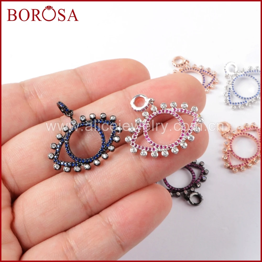Смесь borosa цвет CZ микро проложить синие цирконы сглаза кулон для женщин модные