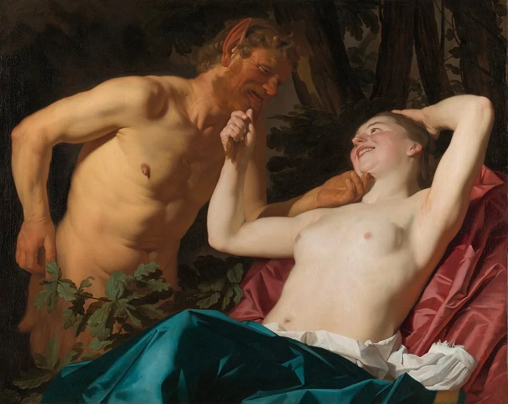 Специальное предложение# TOP art-Nederland rijksmuseuum, Нимфа и сатыр, от Gerard van Honthorst, принт, живопись