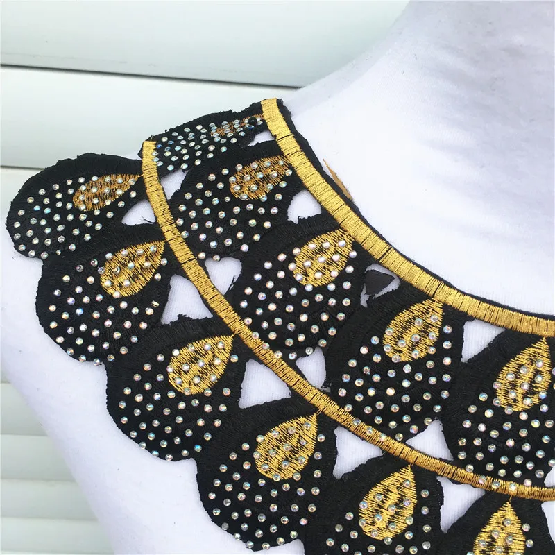 1 шт. черный роскошный ошейник стразы горячей фиксации с Африканским кружевом