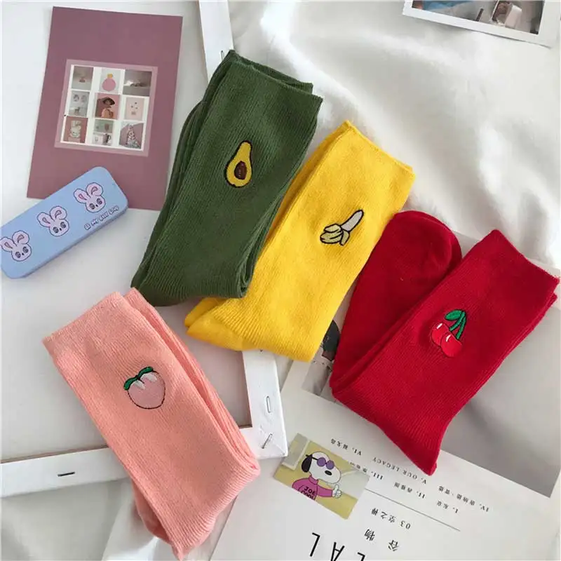4 пар/компл. с рисунками фруктов Короткие узорчатые Симпатичные носки для женщин