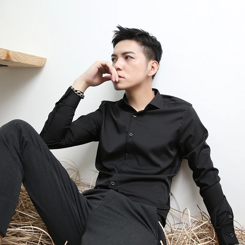 Новинка 2018 мужская рубашка с длинным рукавом Южнокорейская версия молодежи