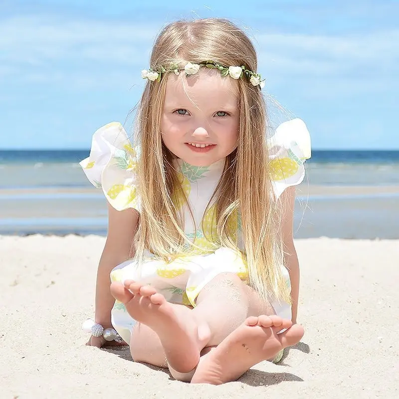 2018 Симпатичные малышей ананас флаттера рукава боди для маленьких девочек летние