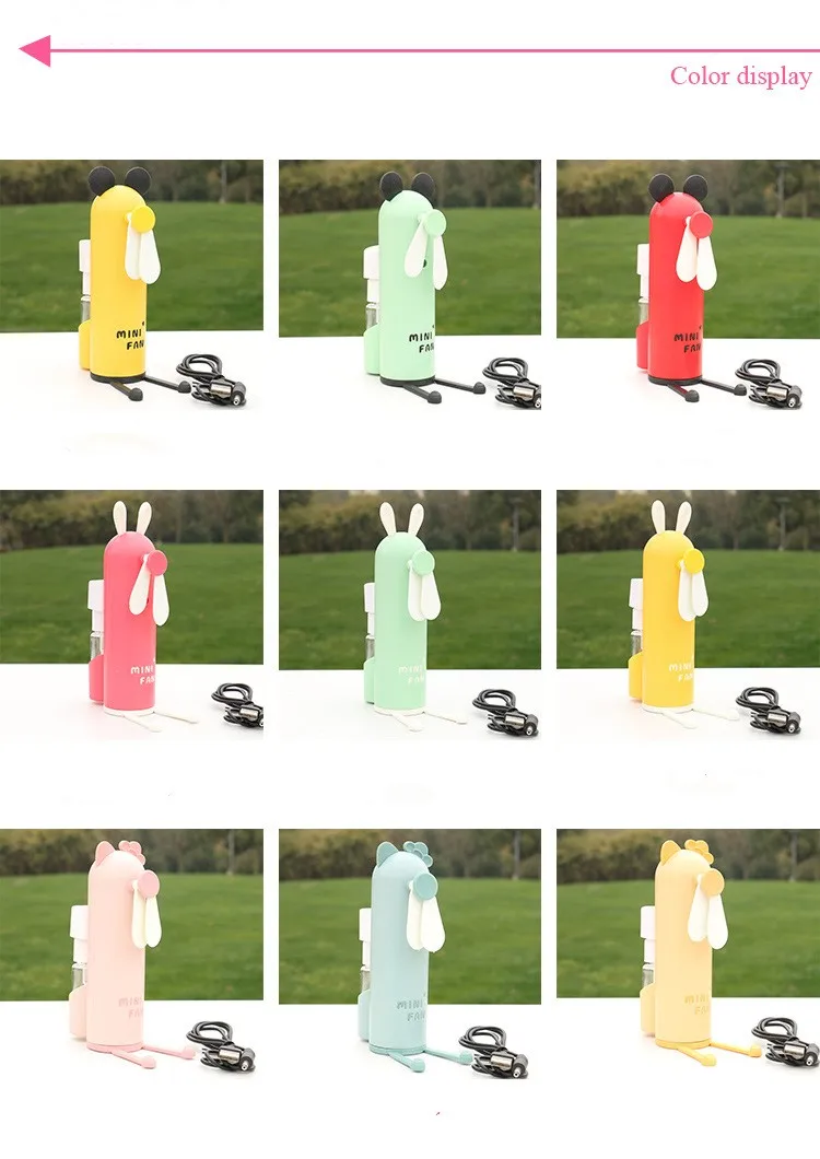 Mini Cartoon Model cute rabbit hand Spray Fan Desktop Can Stand Student Outdoor Handheld Portable Air Conditioning Cold USB | Электроника