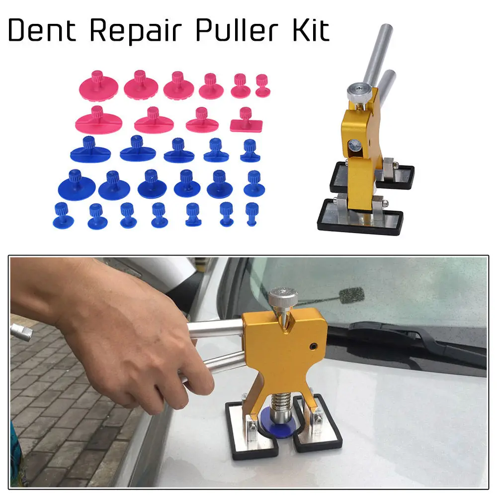 

Dent Lifter Repair Tool Car Body Paintless Dent Lifter Repair Tool Puller + 28 Tabs Hail Removal Tool And Hot Melt Glue Gun