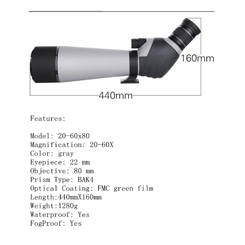 FIRECLUB 20-60x80 Professional Bird Watching Telescope With Tripod Monocular HD Viewing Observation Telescope Spotting Scope