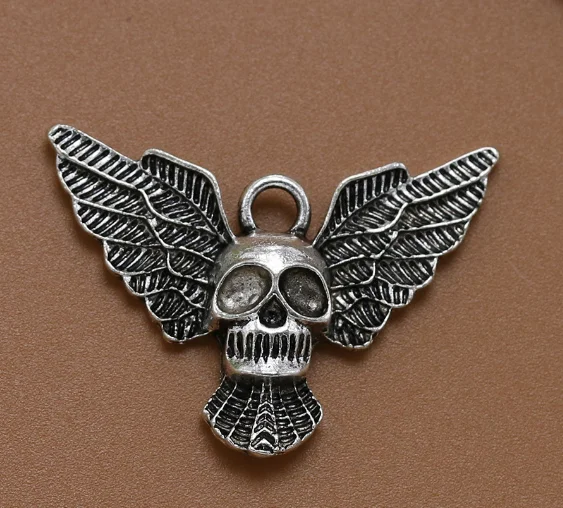40 шт. модные подвески в виде черепа крыльев Ангела Подвески 34*24 мм античное