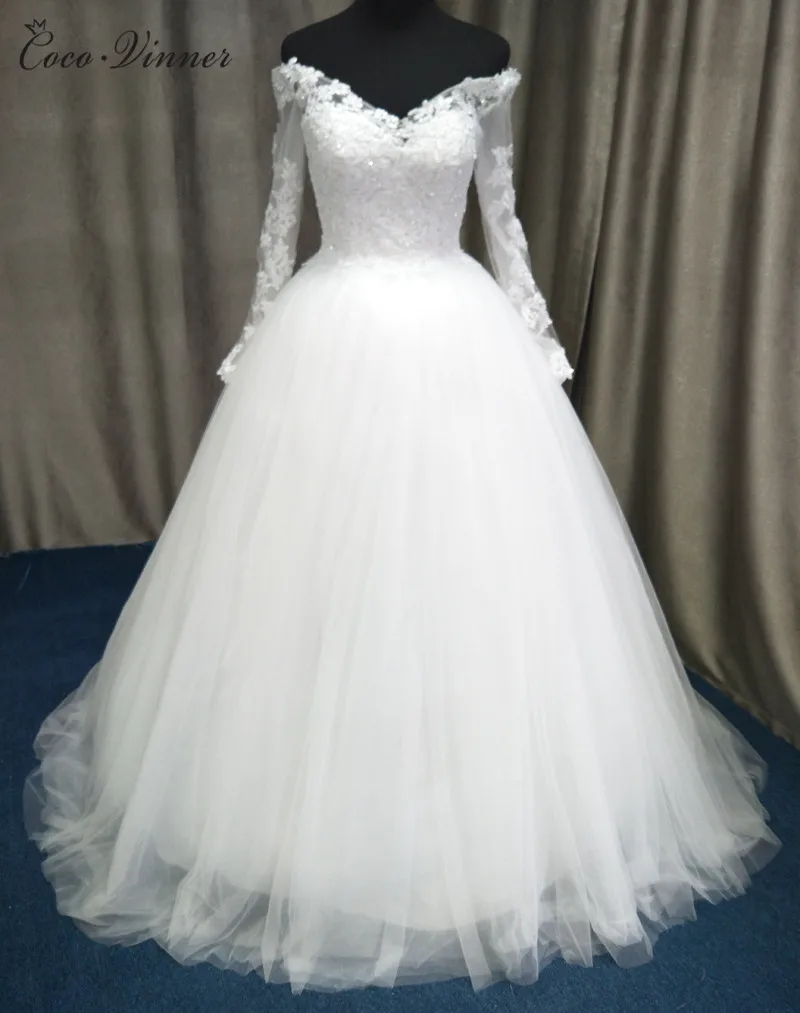 Vestido De Novia с кружевной аппликацией свадебное платье длинным рукавом Осень-зима
