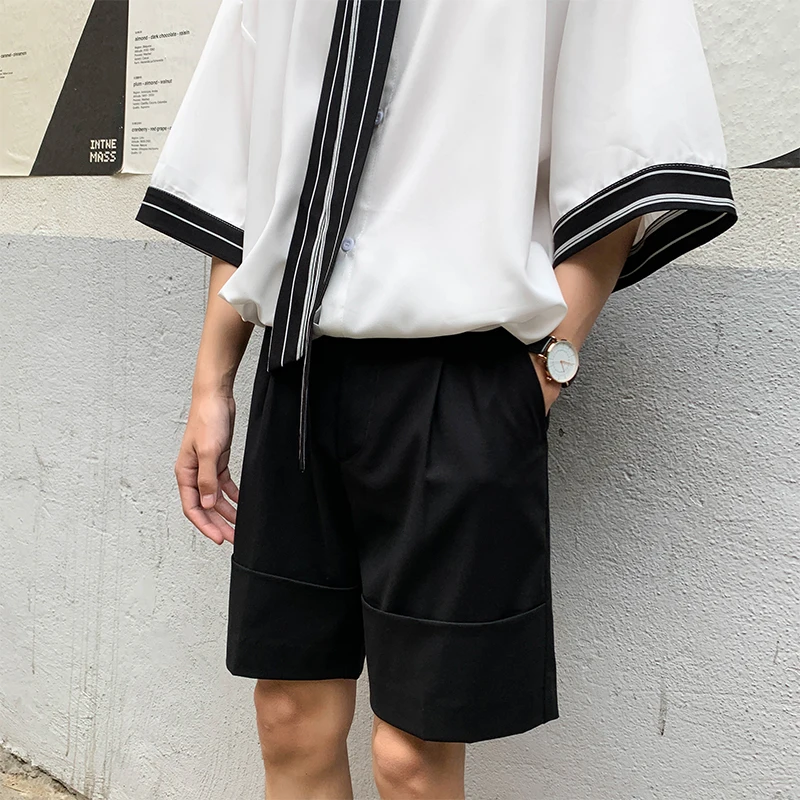 Мужские повседневные однотонные шорты в Корейском стиле свободные деловые