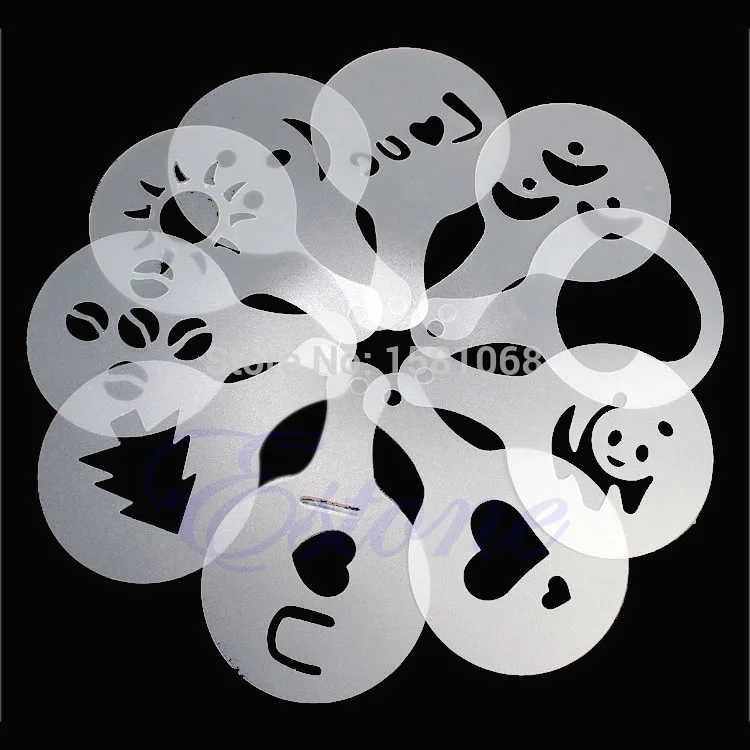 16Pcs Creative Nice Coffee Barista Stencils Template Strew Pad Duster Spray Art | Дом и сад