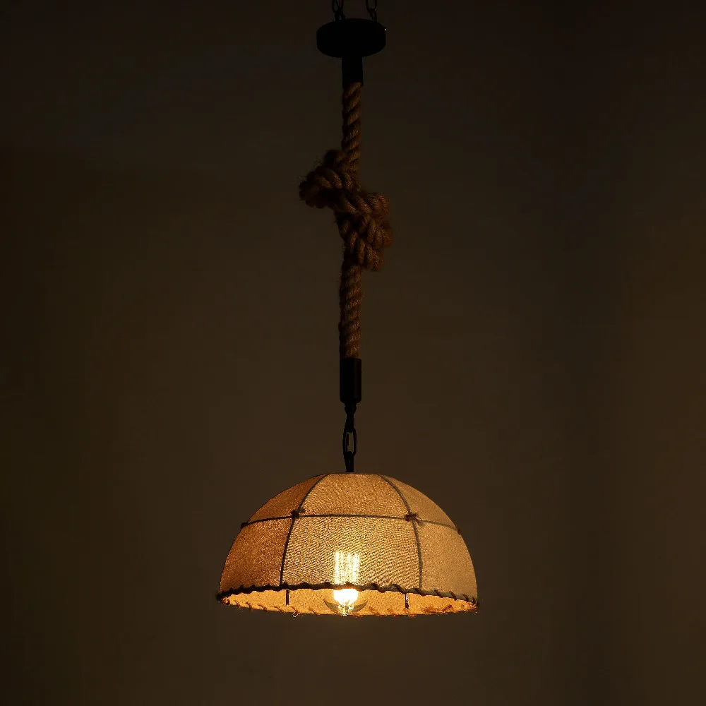 Винтажный подвесной светильник E27 в виде рукоятки s освещение абажур из пеньковой