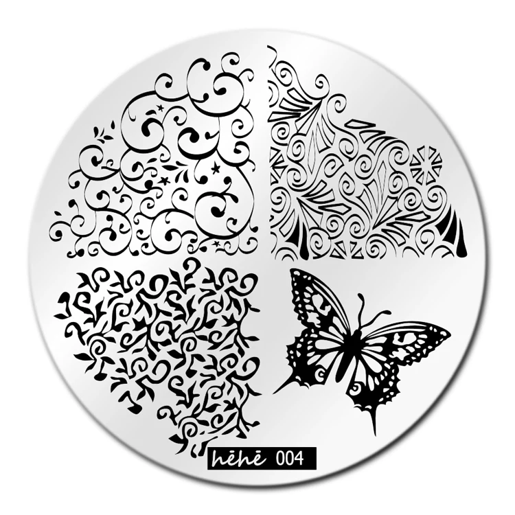 Бабочка цветок шаблон для стемпинга нейл арта Image Plate hehe004 пластин