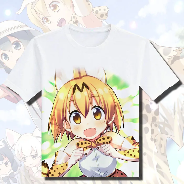 Новая футболка Kemono Friends аниме Королевский Пингвин серваль Мужская молочное