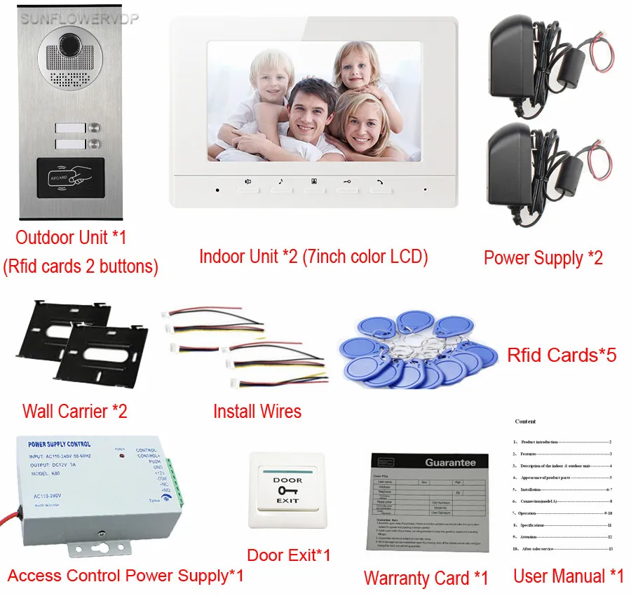 Для 2 домофон для квартиры дверной радиочастотной камеры кнопки контроль доступа