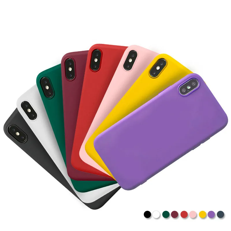 Silicone soft tpu phone back cover for iphone7 case matte plain fitted iphone7plus 6 6s 6plus 8 8plus X XS XSMAX XRcase |