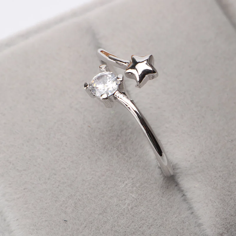 Дизайнерский милый циркон Звезда открытый манжетный регулируемый палец кольца