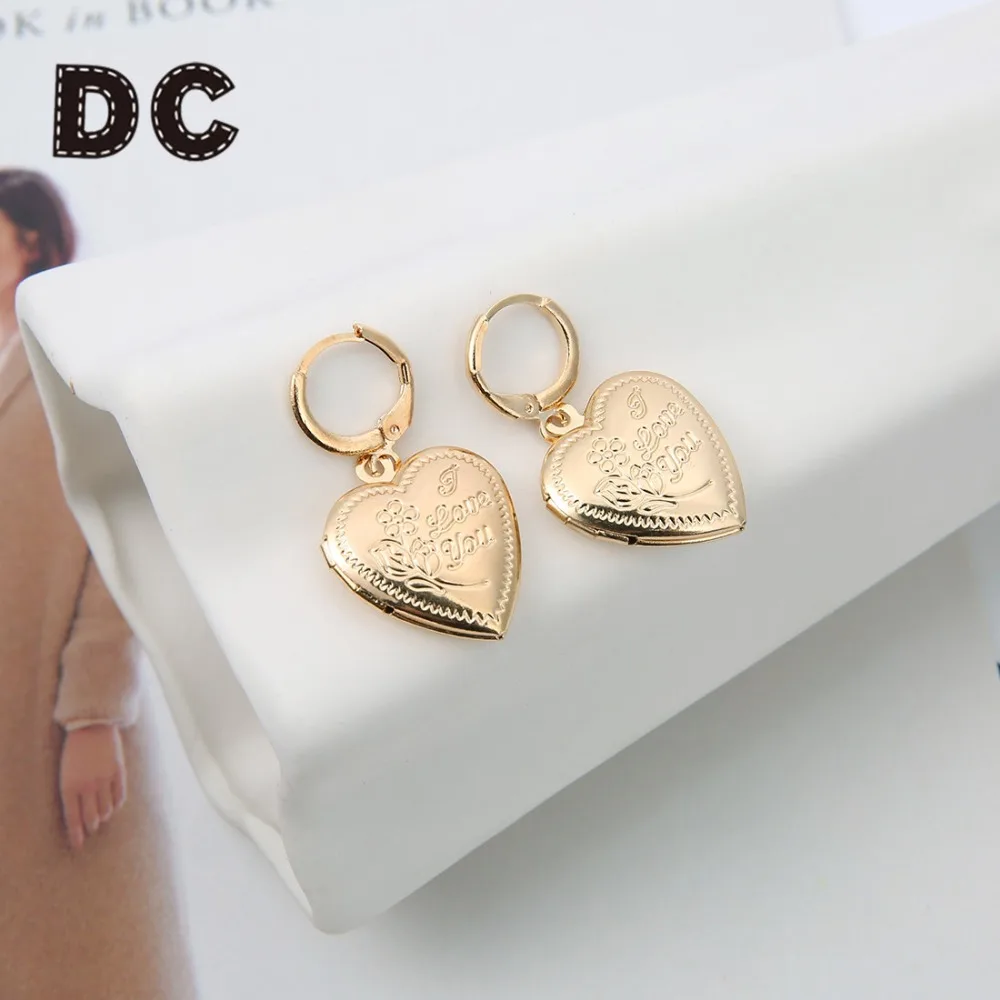 DC корейская мода Золотой Серебряный Большой подвеска в форме сердца серьги для
