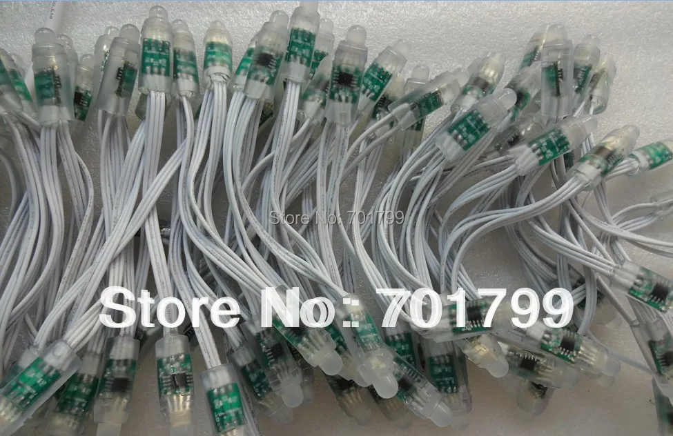 100 шт. 12 в пост. Тока мм WS2811 led pixel node с полностью белый провод (20AWG) класс IP68|ip68