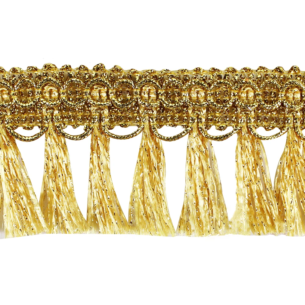 20 ярдов плетеная кружевная лента с бахромой и кисточками отделка золотистой