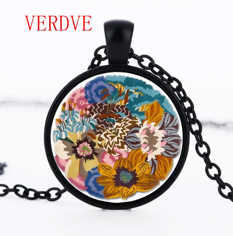 Многоцветный цветок ожерелье Мандала ювелирные изделия чакра искусство кулон