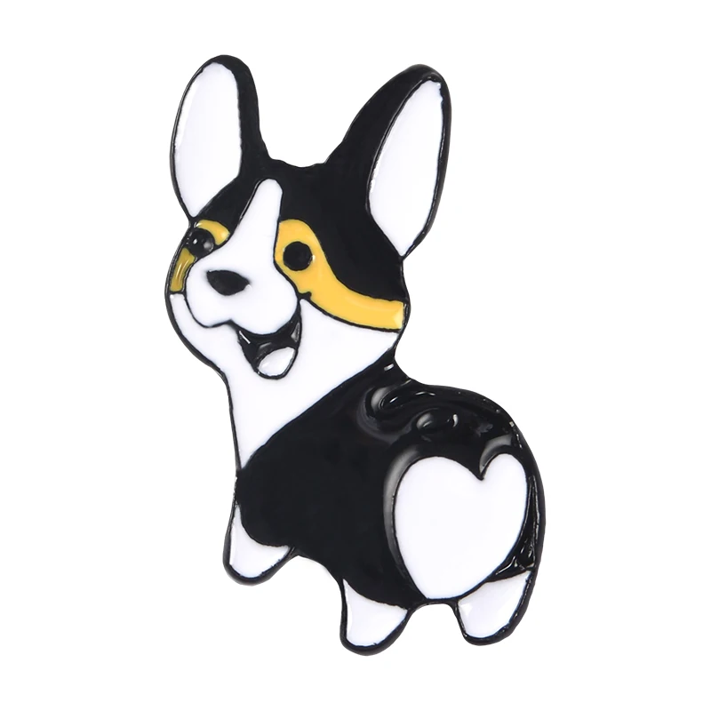 dog1 Забавный щенок котенок приклад эмалированные булавки мультфильм корги собаки Броши с котами Сумка Одежда нагрудные булавки Пользовательские Значки подарок для детей девочка - Окраска металла: dog1
