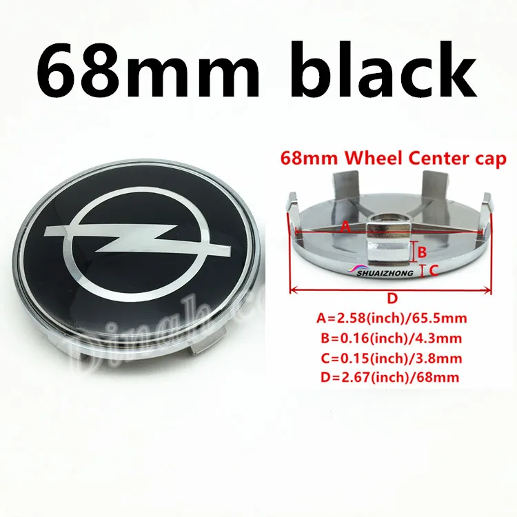 4pcs 68mm Black 4 шт. 56 59 60 65 68 мм Opel Авто Стайлинг крышки обода Логотип колеса колпачки эмблема Центр Колпачки значок колеса центр ступицы крышка аксессуары - Цвет: 4pcs 68mm Black