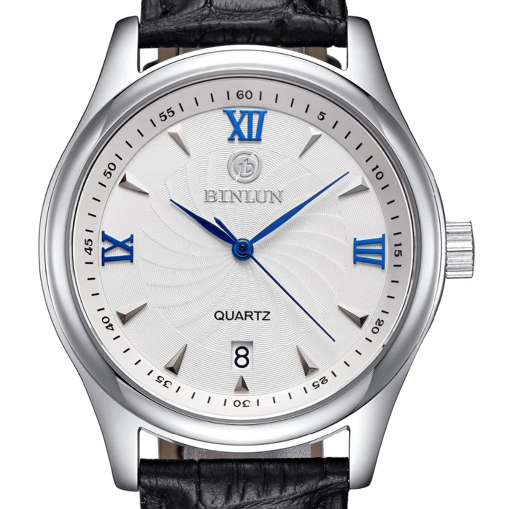 BINLUN Роскошные супер тонкие мужские автоматические кварцевые часы Простой