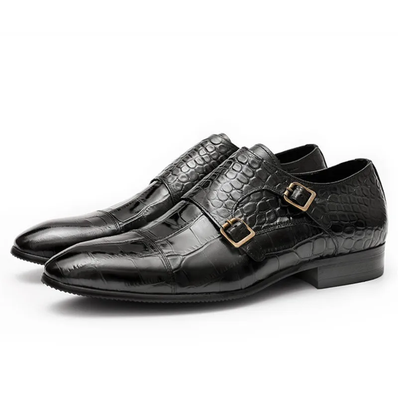 

Handmade Men Genuine Leather Dress Shoes High Quality Italian Design Brown Black Color Hand-polished Pointed Toe Wedding Shoes