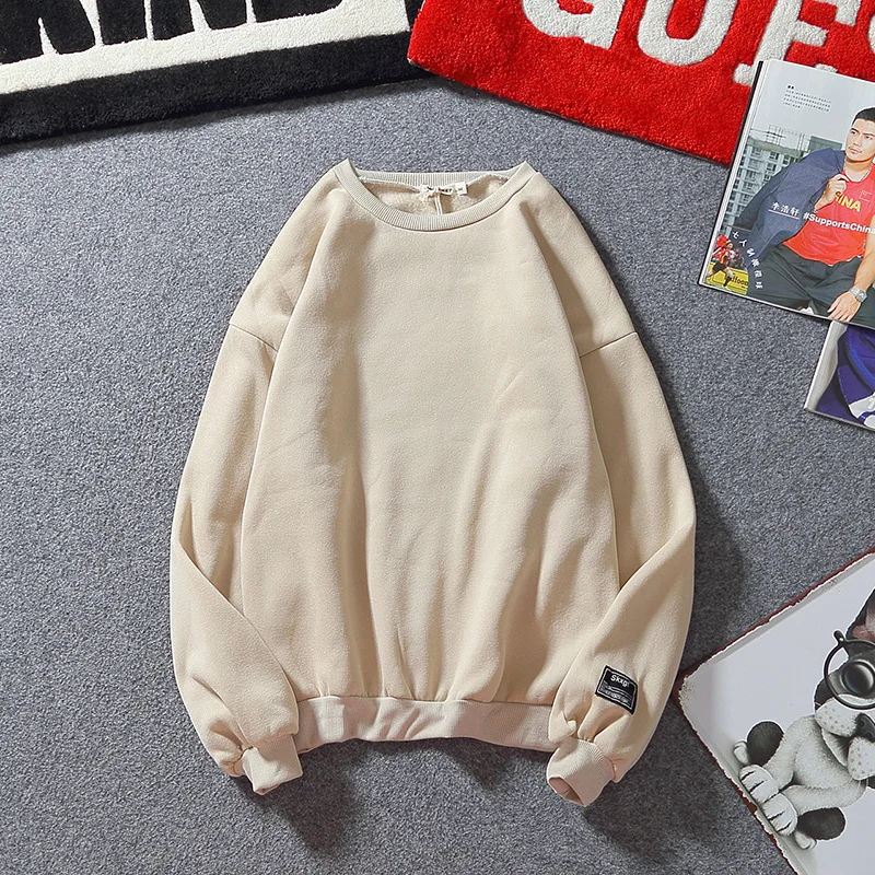 

Hong Kong style the new basic style in autumn, boys' solid color jacket, loose round collar, small and fresh bottom shirt trend
