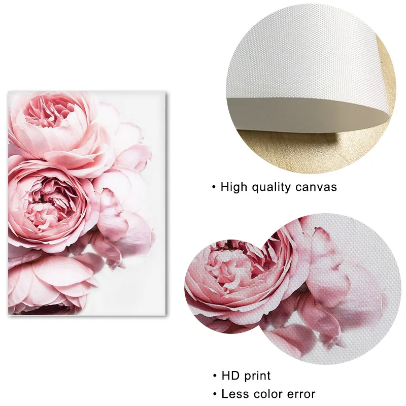 Nordic Canvas Painting Pink Peony Wall Art Decoration Flowers Print Poster Floral Printing Deocoration Living Room Home Decor | Дом и сад