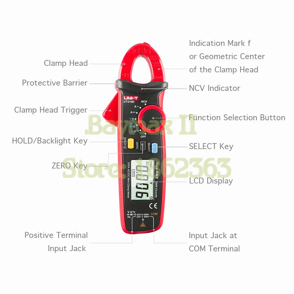UNI-T UT210D True RMS постоянного и переменного тока/Напряжение мини-мультиметр с частотой, постоянной ёмкости, универсальный конденсатор, сопротивление, Температура измерения