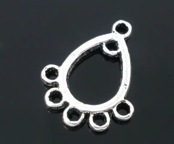 Урожай 6 отверстия овальные разъемы бусины серебряный тон для браслет DIY 16 x 12 мм 100