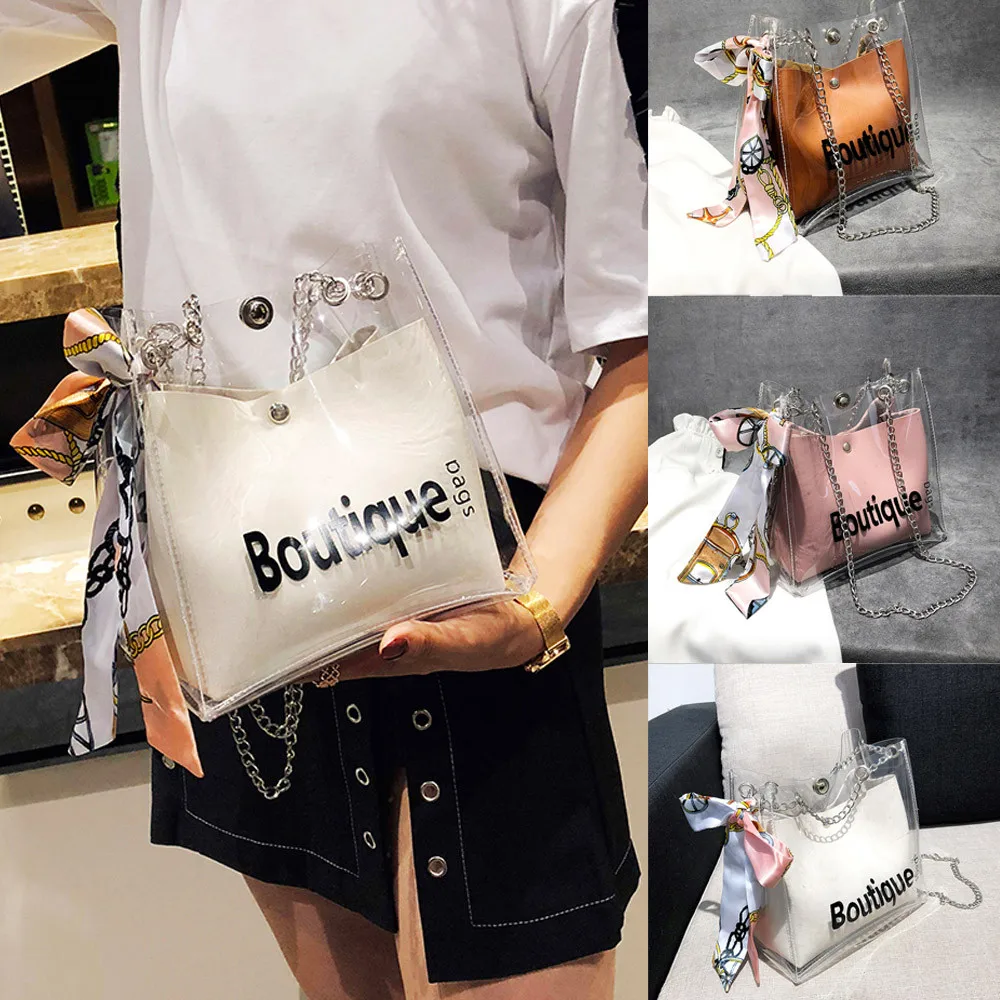 Прозрачная Милая композитная сумка на шнурке для девочек 2019 женские сумочки