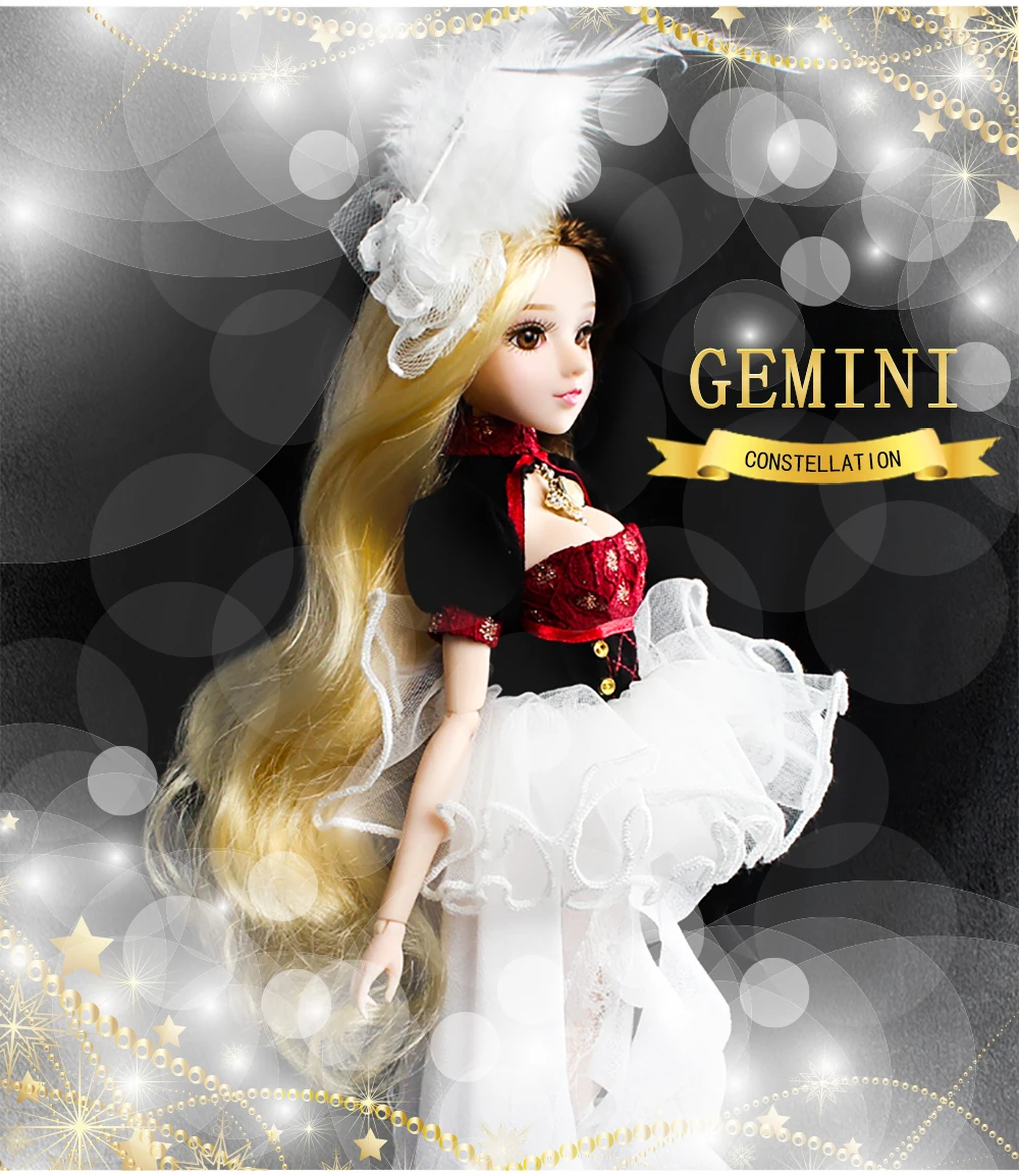 DBS MMGirl 12 созвездий близнецы как BJD Blyth кукла 1/6 30 см черно белое платье фантазия