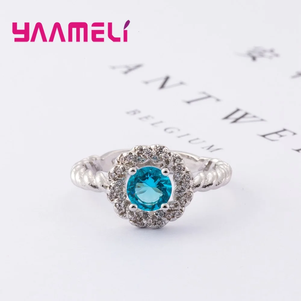 New Style Wedding Ring Top Quality Jewelry With Blue Clear Zirconia Stone 925 Sterling Silver Accessories Hot Sale | Украшения и