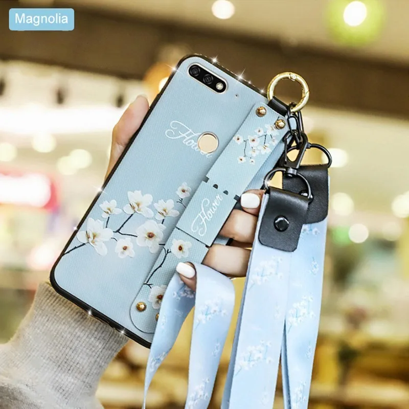 D Рамка инкрустированный бриллиантами чехол для huawei P30 P20 Pro mate Lite mate 20 X Nova 3i 4 Honor 6 7 8 9 мягкая задняя крышка с браслетом - Цвет: D