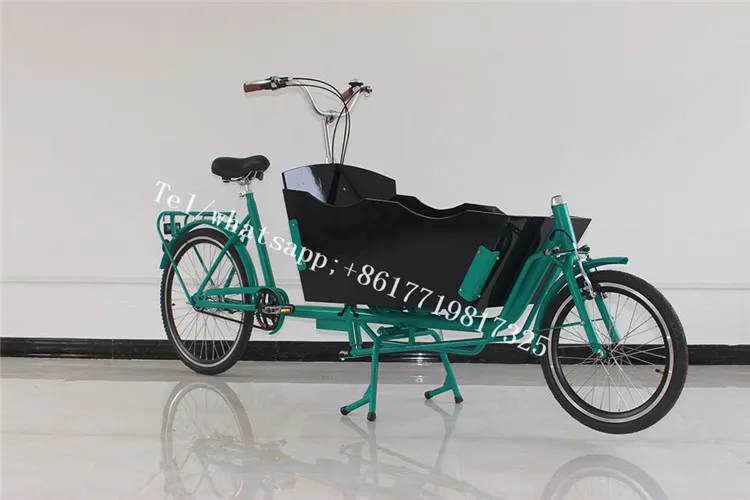 T05D Электрический грузовой велосипед длинный с деревянной коробкой фронтальная